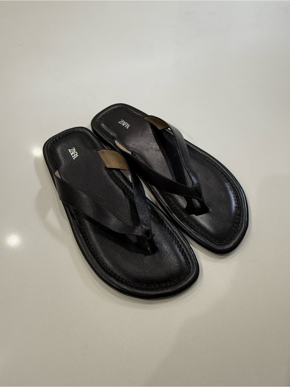 Zara Black Leather Thong Sandals - Picture 7 of 10